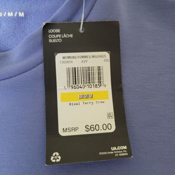 Under Armour Rival Terry Crew Sweatshirt Women’s M Purple Loose Fit NWT - Picture 4 of 10